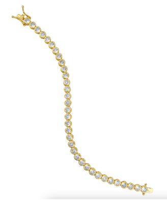 18K Gold Vermeil Bracelet with 5mm Bezel Set Simulated Diamonds