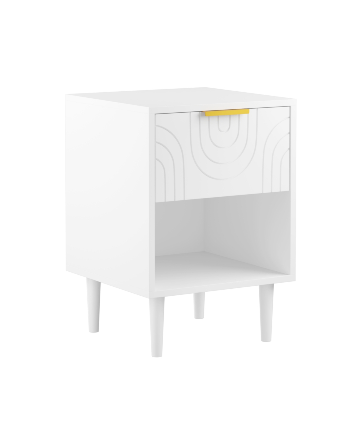 Streamdale Furniture Modern Nightstand with Drawer & Shelf Gold Handle