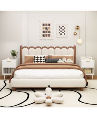 Modern Nightstand with Drawer & Shelf Gold Handle