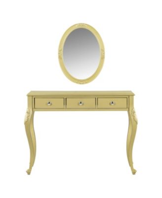 Luxury Vanity Desk with Mirror & 3 Drawers - Gold