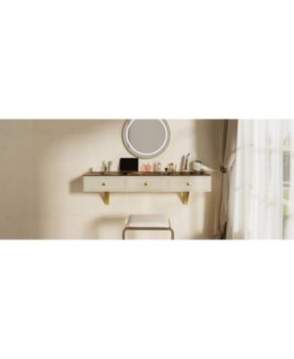 Wall-Mount Makeup Vanity Desk with Storage & Device Holder