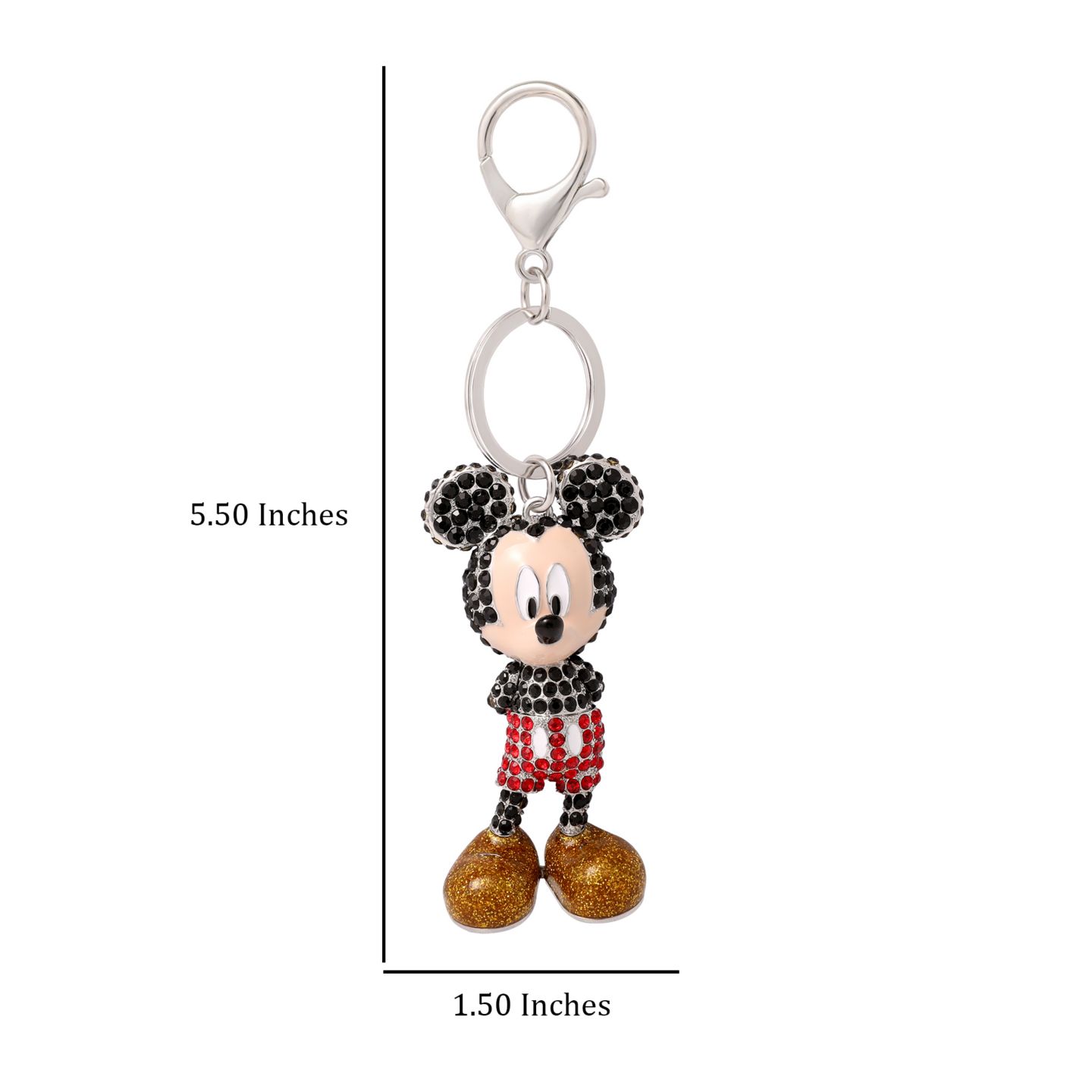 Брелок Disney Mickey Mouse Crystal Pave Bag Charm Keychain - Officially Licensed, цвет: Серебряный / Чёрный красный золотой — фото 5