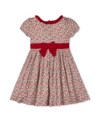 Toddler Girls Organic Puff Sleeve Ruffle Collar Sateen Dress