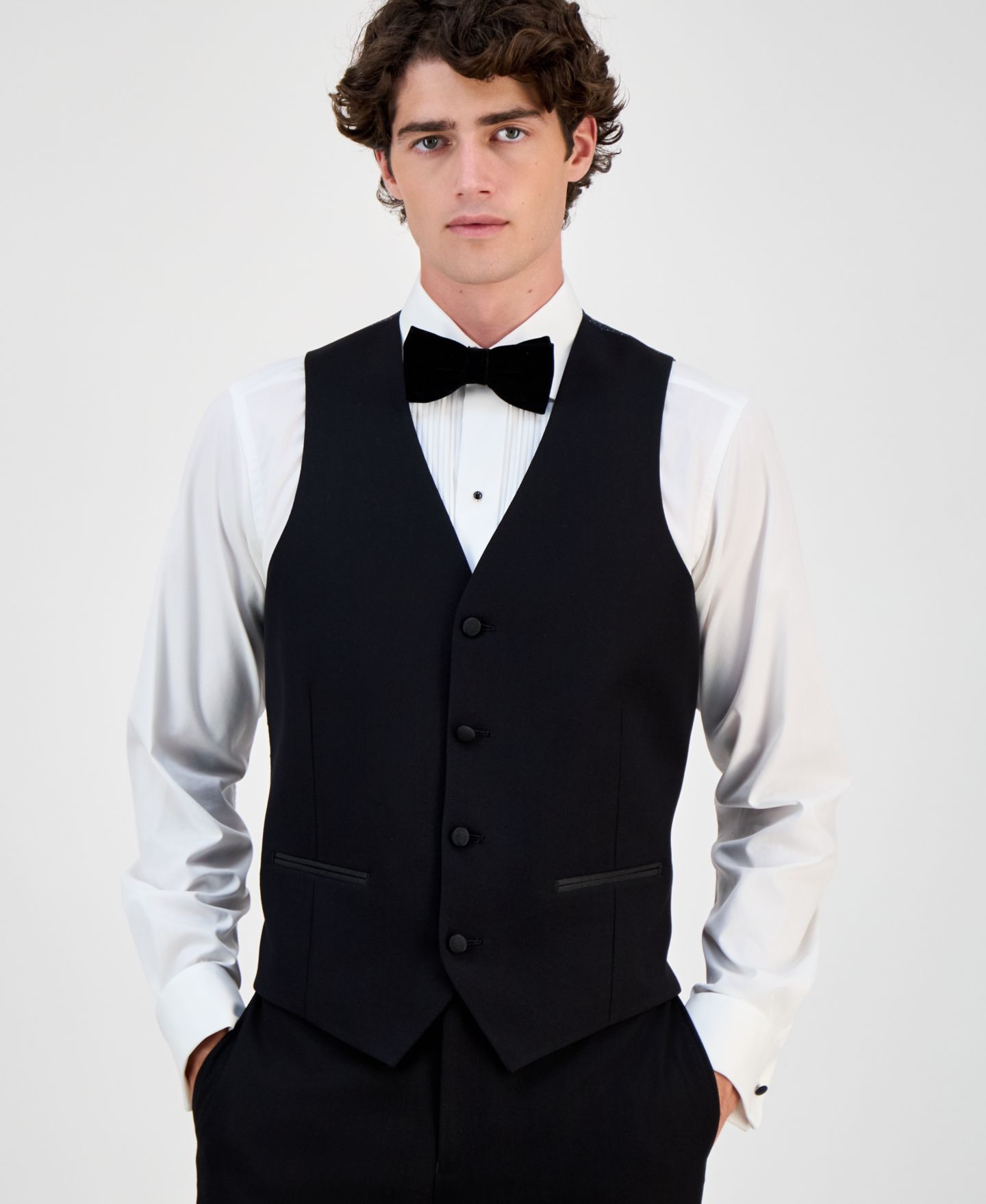 Мужской жилет Alfani Slim-Fit Stretch Tuxedo Vest, цвет: Чёрный — фото 4