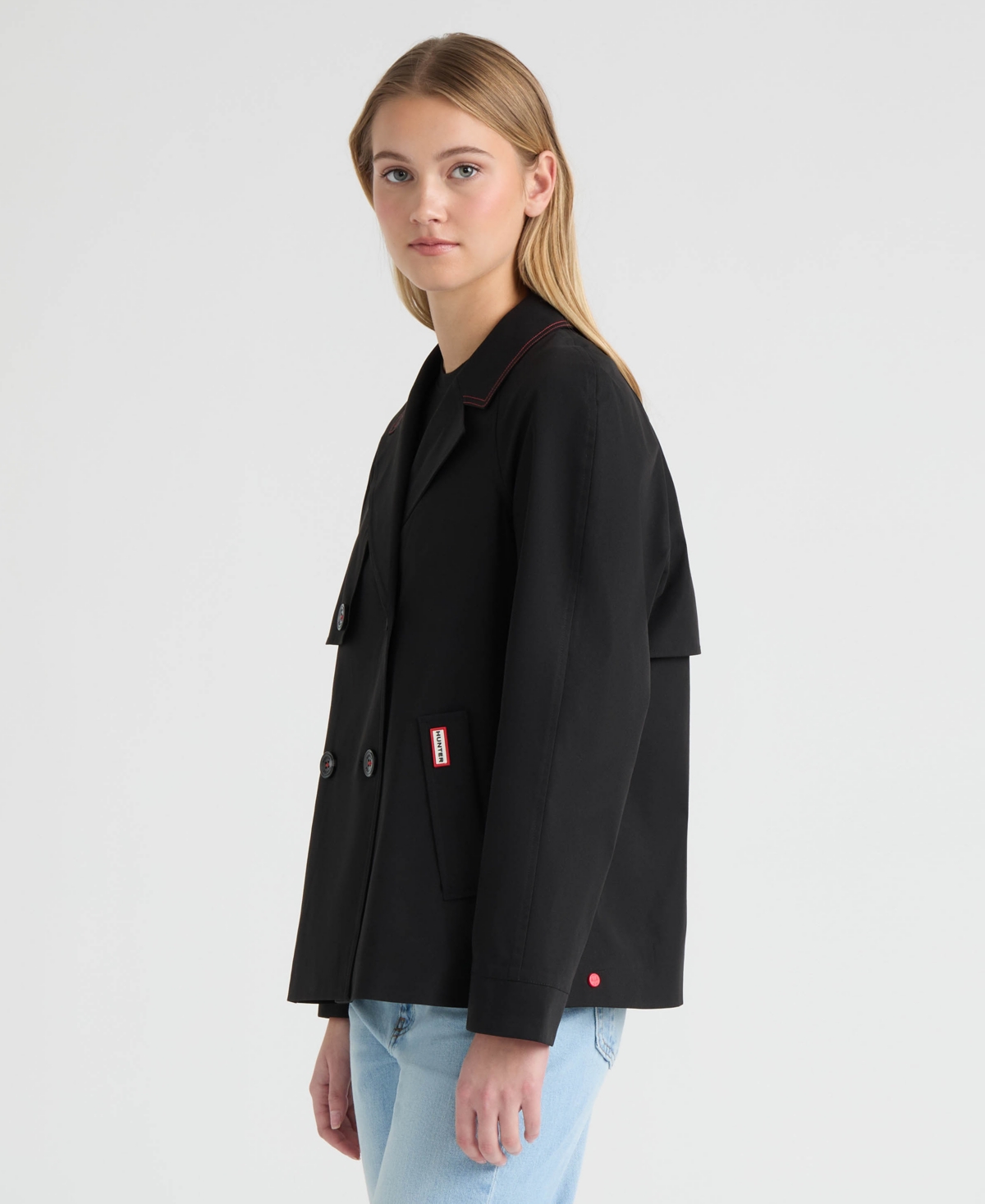 Hunter Womens Double Breasted Short Trench Jacket