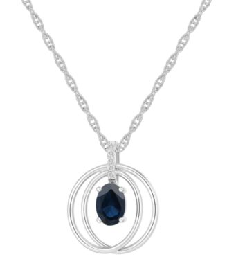 Sapphire (1 ct. t.w.) And Diamond (1/20 ct. t.w.) Pendant Necklace in 14k White Gold (Also Available in Emerald & Ruby)