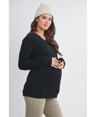 Maternity Casual V Neck Long Sleeve Pullover Top