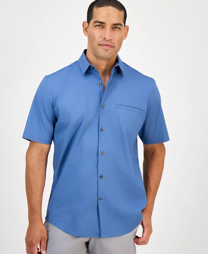 Men's Modern Classic-Fit Stretch Solid Button-Down Shirt