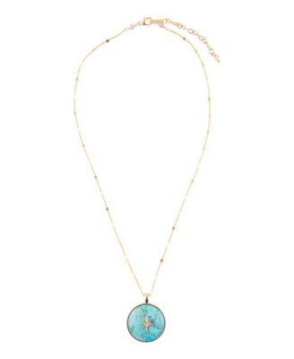 Celestial Blue Turquoise Golden Pendant Necklace