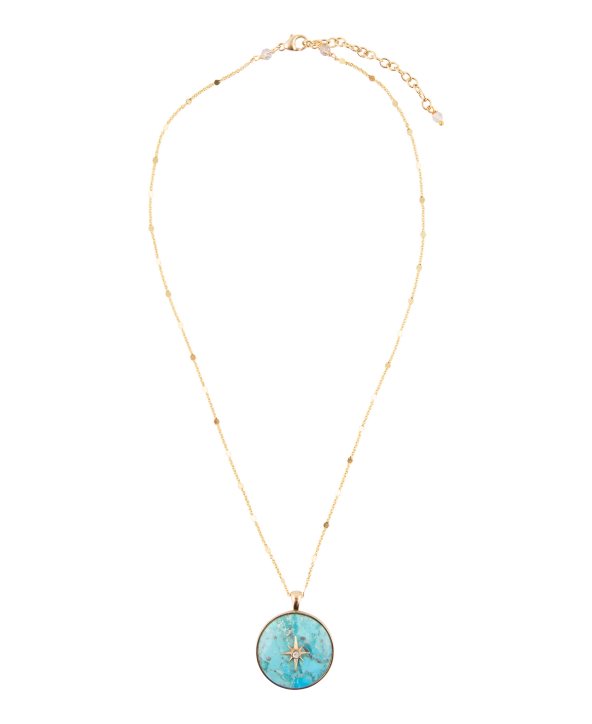 Barse Celestial Blue Turquoise Golden Pendant Necklace