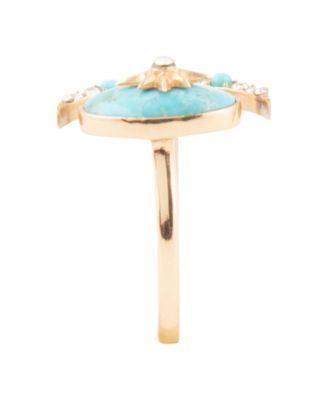 Celestial Blue Turquoise Golden Bypass Ring