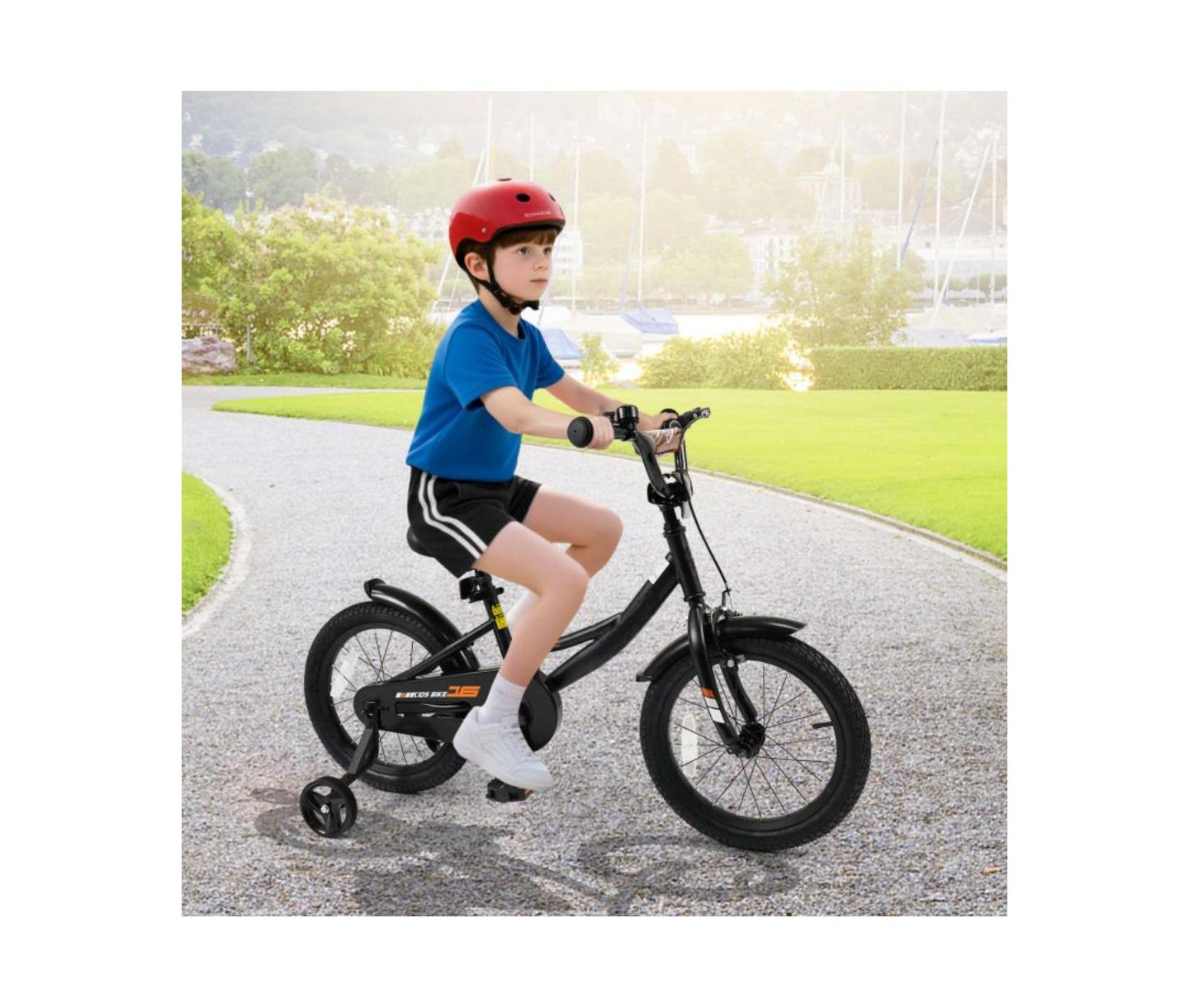 Детская игрушка HONGGE 16-Inch Metal Kids' Bike with Training Wheels and Coaster Brake, Ages 4-7, цвет: Чёрный — фото 2