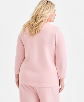 Style & Co Plus Size Lux Soft Fleece Long-Sleeve Knit Top