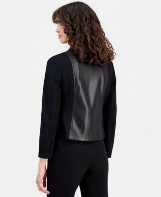 Petite Quilted-Front Moto Jacket 