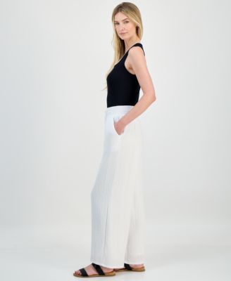Women's Wide Leg Cotton Gauze Pants, Created for Macy's