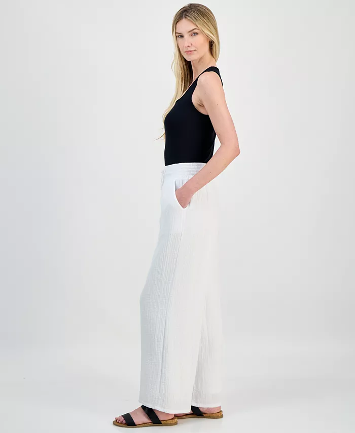 Women's Wide Leg Cotton Gauze Pants - thumbnail 3