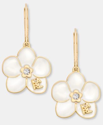 Karl Lagerfeld Paris Gold-Tone Enamel Flower Logo Drop Earrings - Crystal 26$