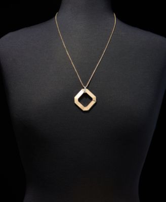 Two-Tone Faceted Geometric 36" Adjustable Pendant Necklace