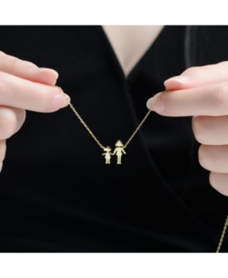 Women's 14K Gold Plated Mother & Daughter Family-Themed Necklace