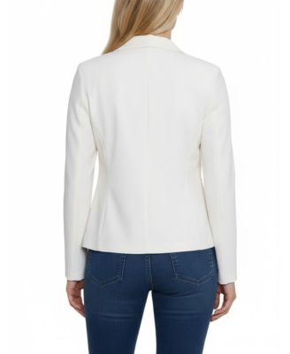 Petite Cropped Long Sleeve Crepe Jacket