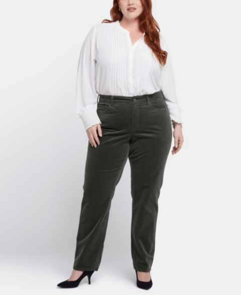 Женские брюки NYDJ Plus Size Marilyn Straight Corduroy, цвет: Vine Leaf