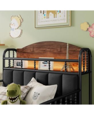 Streamdale Twin Metal Platform Bed Frame with Storage Headboard