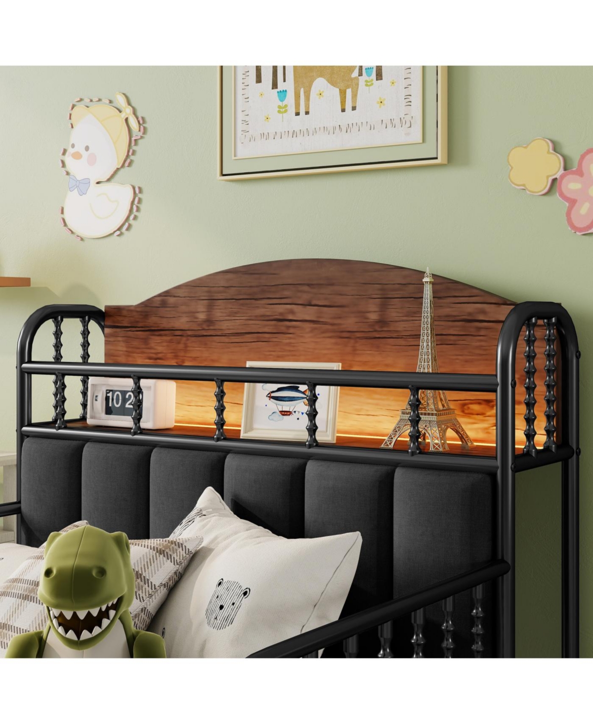 Streamdale Furniture Streamdale Twin Metal Platform Bed Frame with Storage Headboard