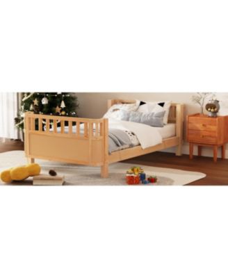 Twin Wood Platform Bed with Rails