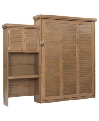 Queen Murphy Bed with Storage & Louvered Detail