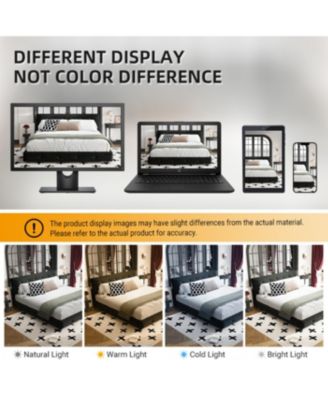 Queen Size Pine Wood and Metal Frame Bed Frame with Tufted Headboard, Chenille Platform Bed