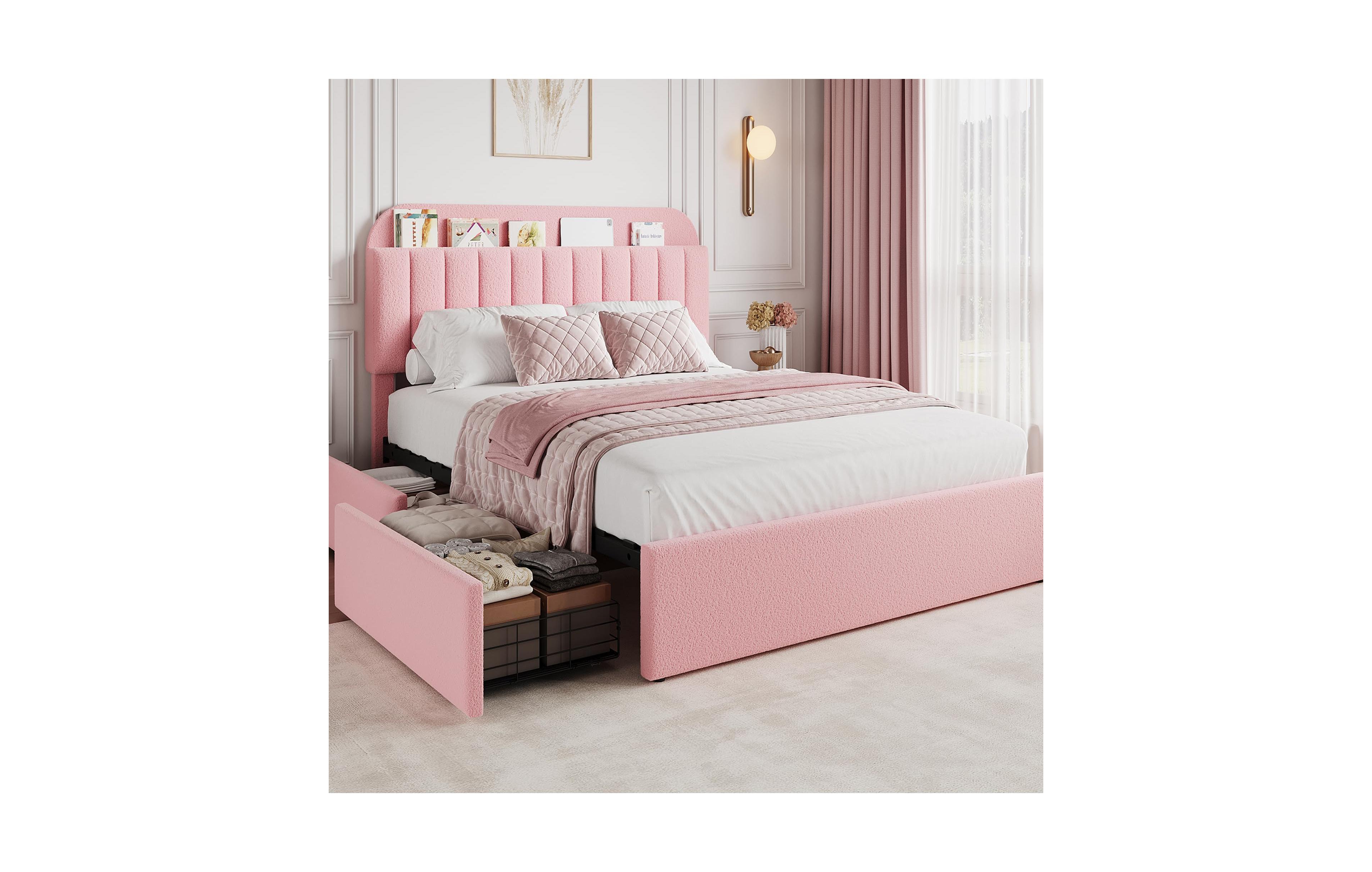 gaomon Full Bed Frame with Storage Headboard