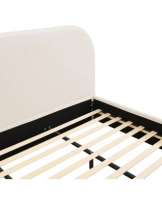 Streamdale King Size Linen Upholstered Bed Frame with Curved Headboard, Beige