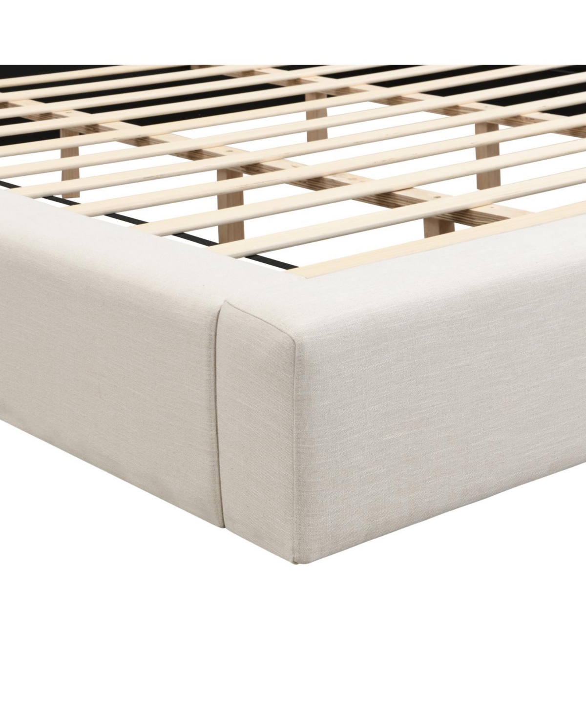 Streamdale Furniture Streamdale King Size Beige Linen Upholstered Platform Bed with Thick Headboard/Footboard