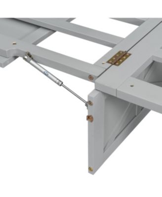 Queen Size Murphy Bed with Large Drawers and USB, Brushed Gray