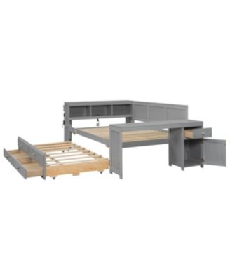 Streamdale Full Size Daybed with Storage, Drawers, Trundle, Charging Station, LED, Desk, Cabinet