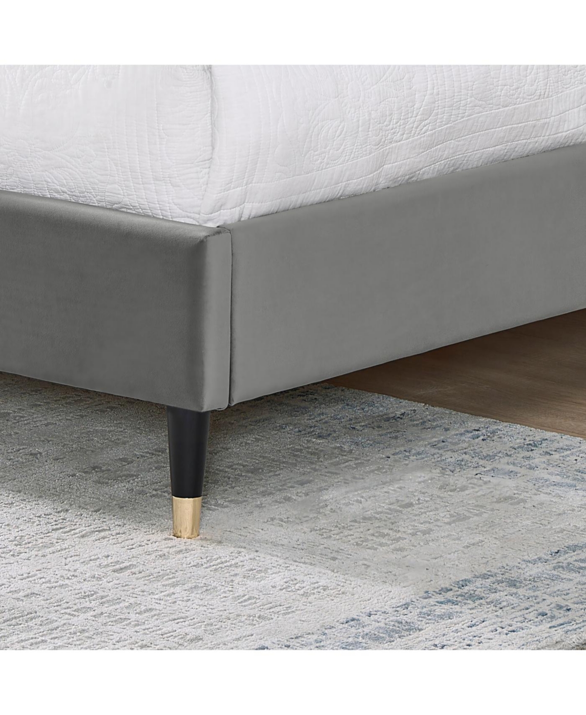 Streamdale Rozitta Gray Velvet Wingback Platform Bed, King