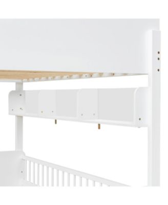 Streamdale Twin Size Wooden Bunk Bed with 3 Storage Shelves, White