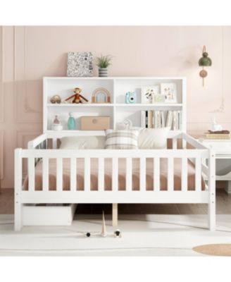  Full Platform Bed with Chalkboard, Storage, Shelves