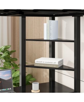 Loft Bed with Desk, Metal Twin Size Loft Bed Frame, Black Bedroom Bed Frame