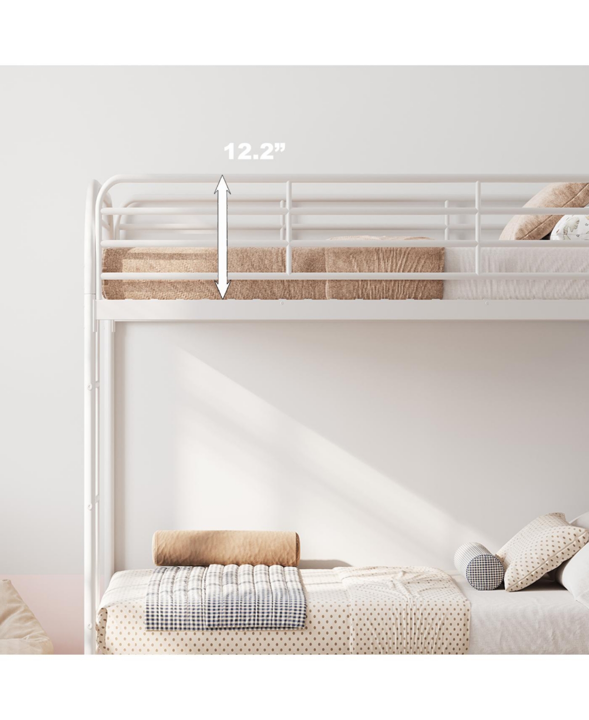 Streamdale Furniture Metal Twin Over Twin Bunk Bed with 2 Ladders & Guardrail, White