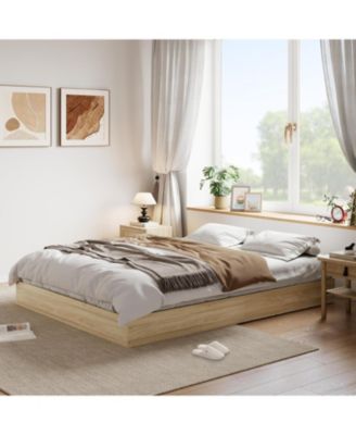 Full Size Solid Wood Platform Bed Frame, Minimalist Floor-Standing, Durable Wooden Slats, Easy Assembly