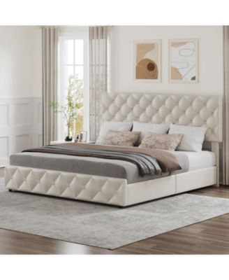 Easy Assembly King Bed Frame Space Saving, for Living Room, Guest Room
