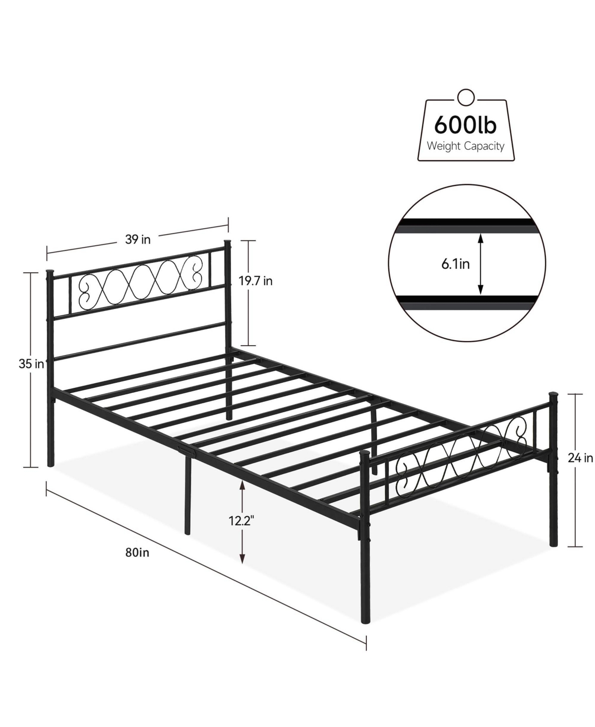 gaomon Modern Bed Frame, Metal Platform Bed with Headboard and Footboard