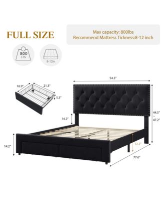 Full Size Bed Frame with 2 Storage Drawers