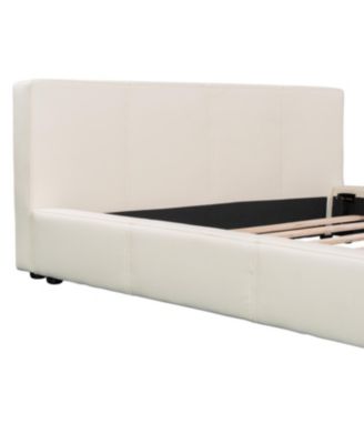 Queen Size Faux Leather Birch Engineered Wood Minimalist Design, Durable Frame, No Box Spring Required Bed