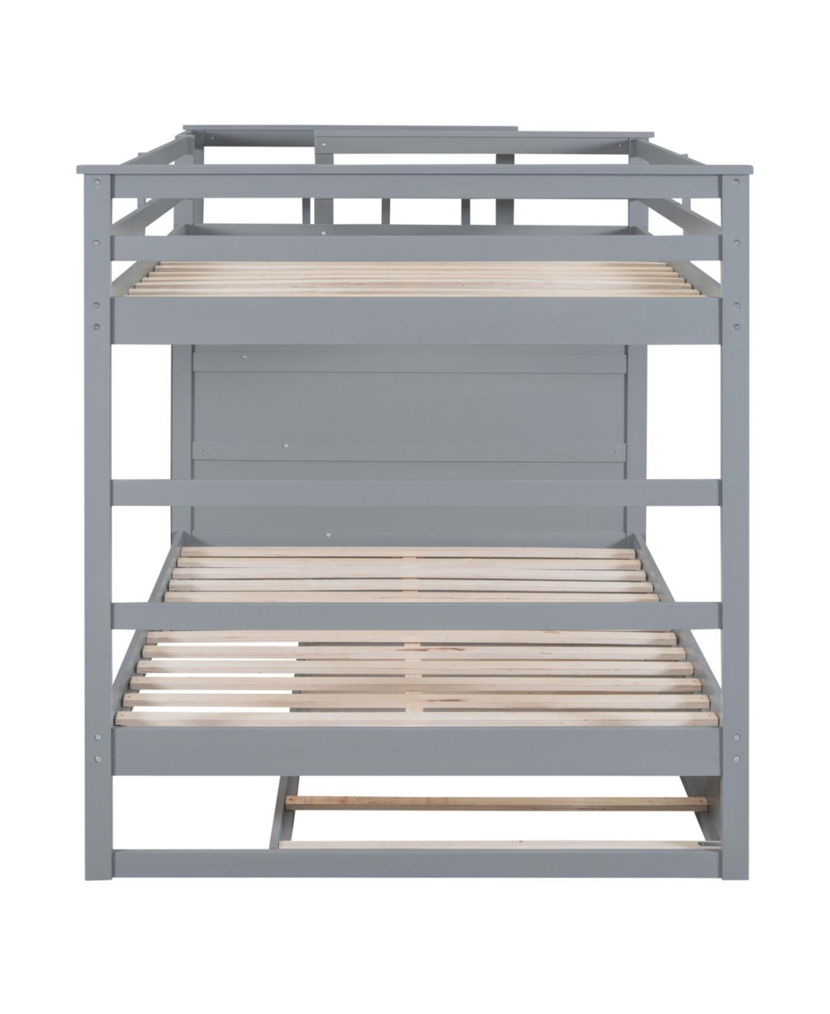 Streamdale Furniture Full Over Bunk Bed w/ Twin Trundle & Stairs, Gray