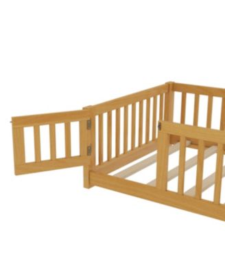 Streamdale Twin Size Floor Bed with Guardrails and Door for Kids