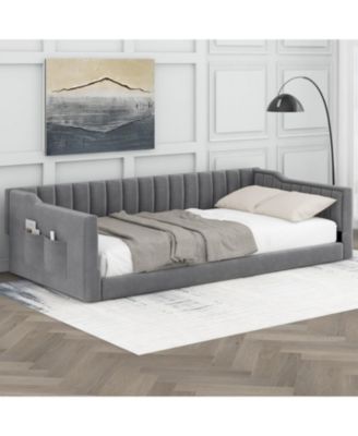 Streamdale Twin XL Size Upholstery Daybed and Side Storage pocket,Gray