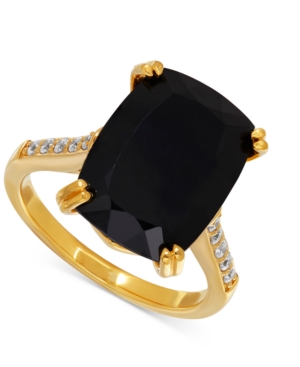 image of Onyx (7-1/2 ct. t.w.) and Cubic Zirconia Statement Ring in 14k Gold-Plated Sterling Silver