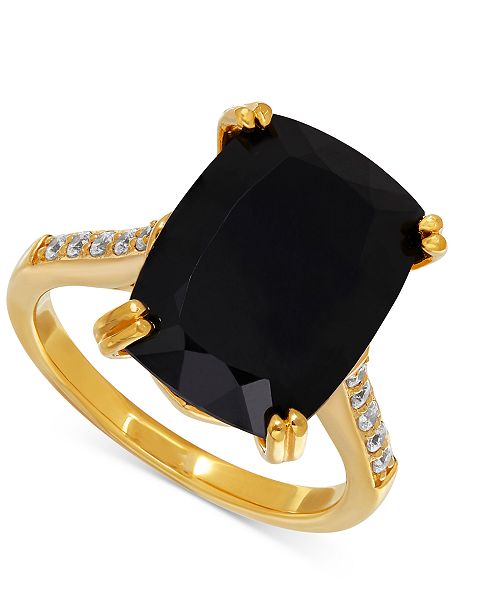 Macy S Onyx 7 1 2 Ct T W And Cubic Zirconia Statement Ring In 14k Gold Plated Sterling Silver Reviews Rings Jewelry Watches Macy S